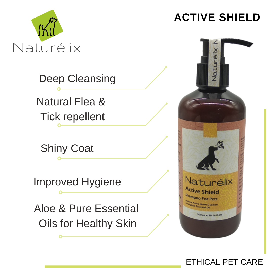 Naturelix Active Shield Dog Shampoo tick flea repellent shampoo for